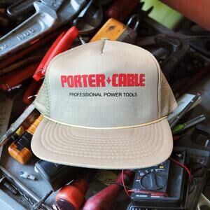Vintage Porter Cable Professional Power Tools Snapback Hat Cap Trucker Meshback